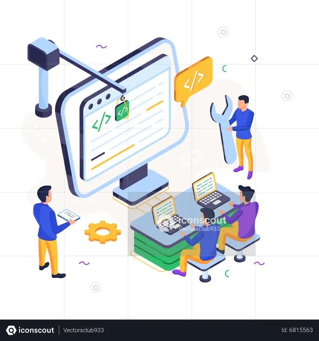 Best Web Coding Illustration download in PNG & Vector format
