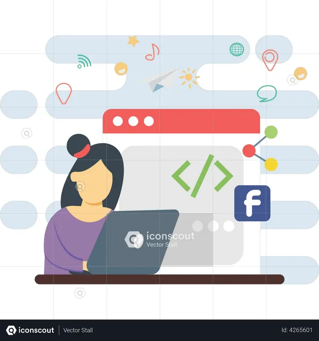 Web coding by freelancer  Illustration