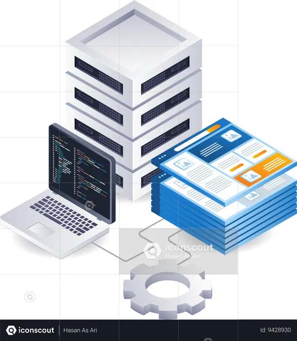 Web data server application developer technology  Illustration