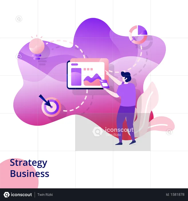Web design page templates for Strategy Business  Illustration