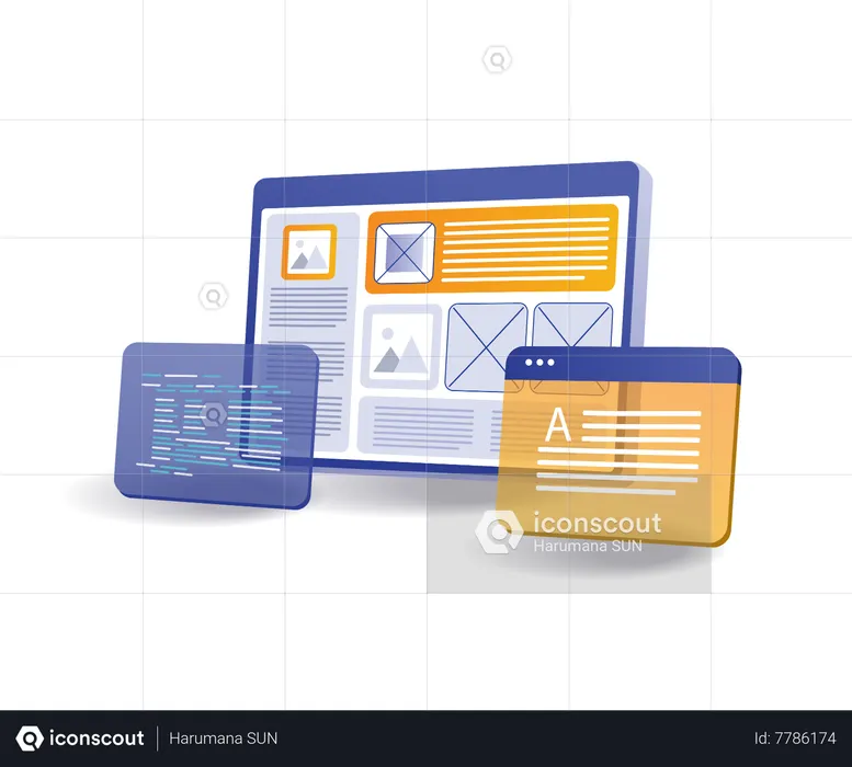 Web design with layout programming language  Illustration