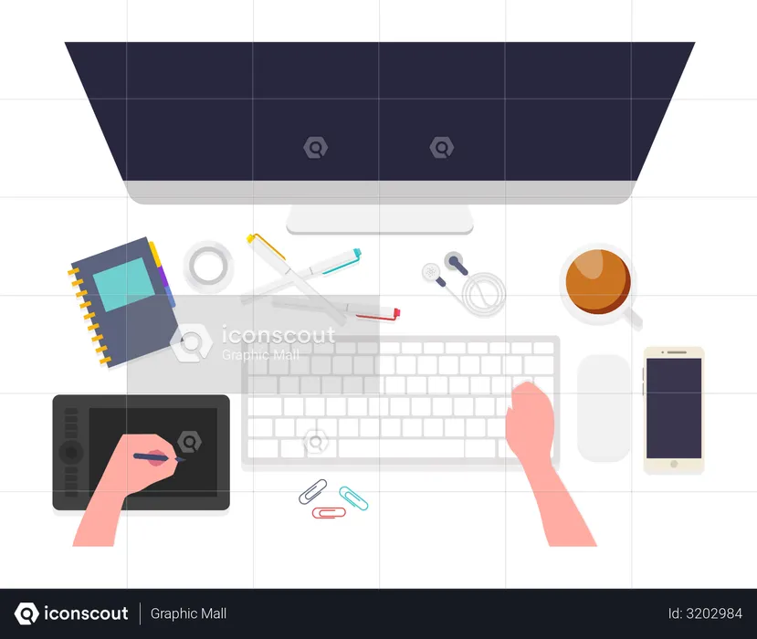 Web Design workplace  Illustration