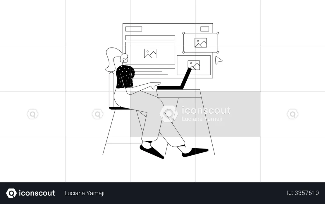 Web designer designing ui of delivery website  Illustration