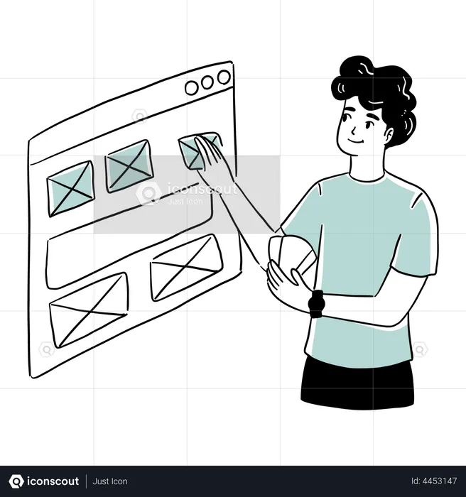 Web Designer working on web UI  Illustration