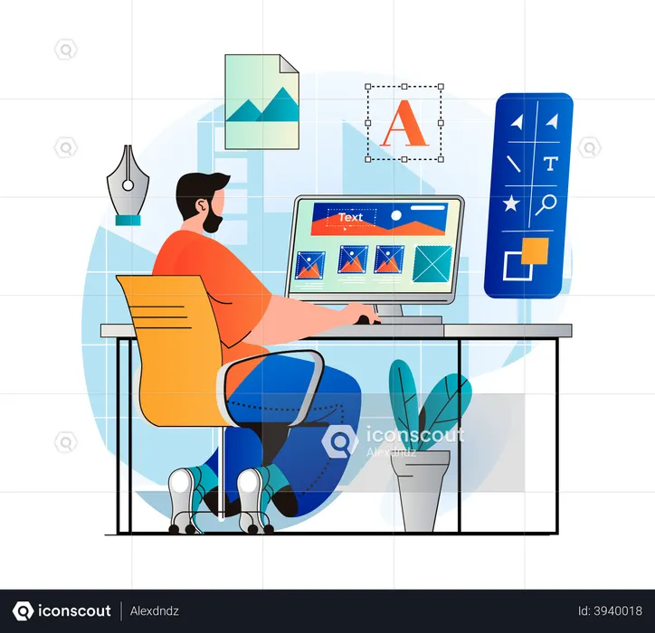 Web designing by developer  Illustration