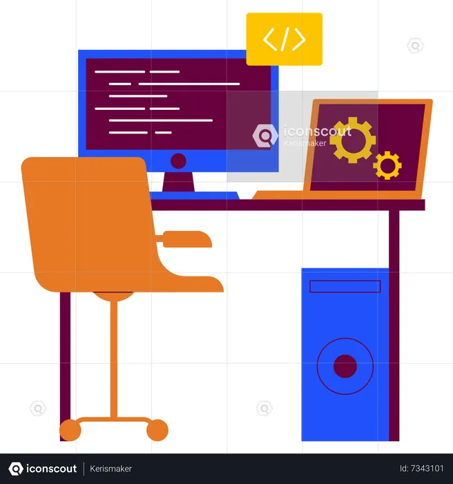 Web developer desk  Illustration