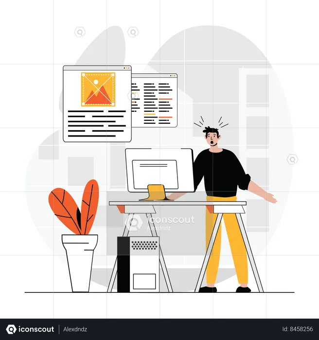 Web developer developing website  Illustration