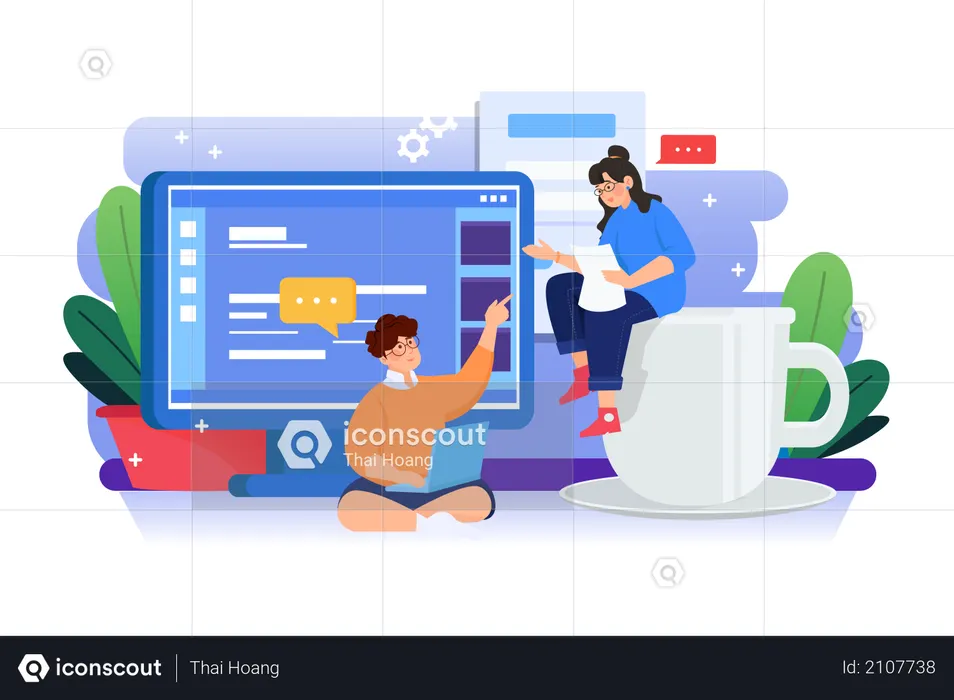 Web developer Discussing about new website  Illustration