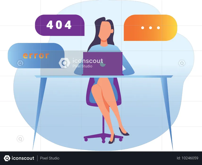 Web developer encountering error page  Illustration