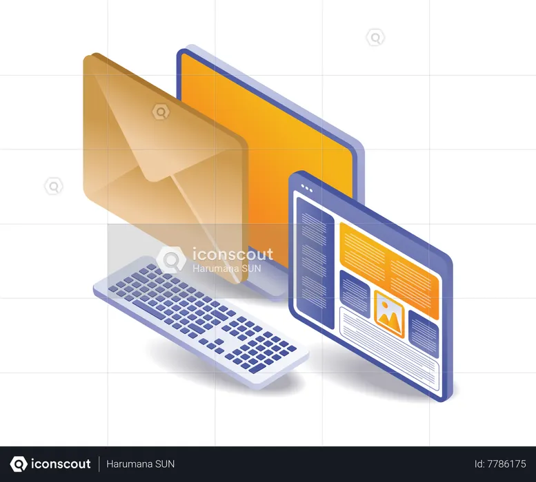 Web developer layout email data  Illustration