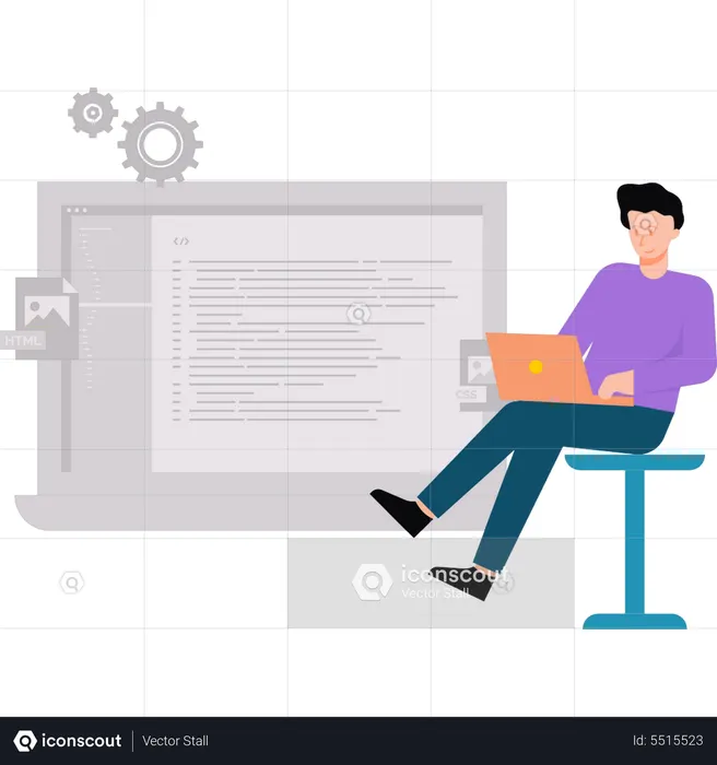 Web developer making website  Illustration