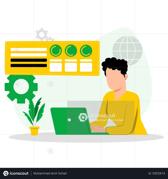 Web developer making website  Illustration