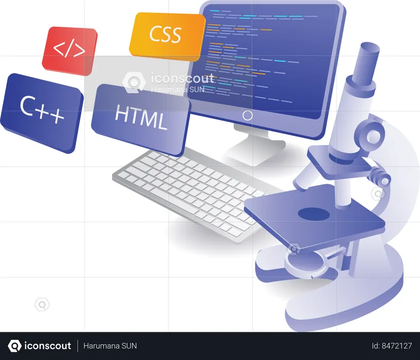 Web developer programming language analysis  Illustration