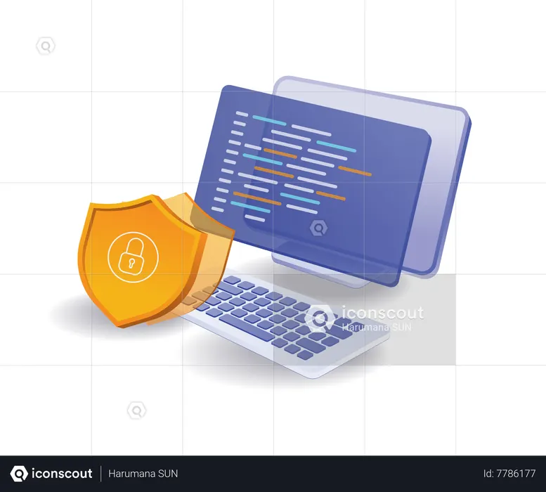 Web developer programming language security  Illustration