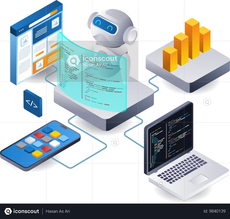 Web開発者ロボット技術アプリケーション  イラスト