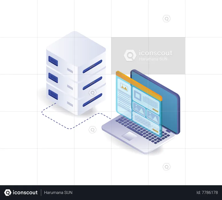 Web developer server hosting  Illustration