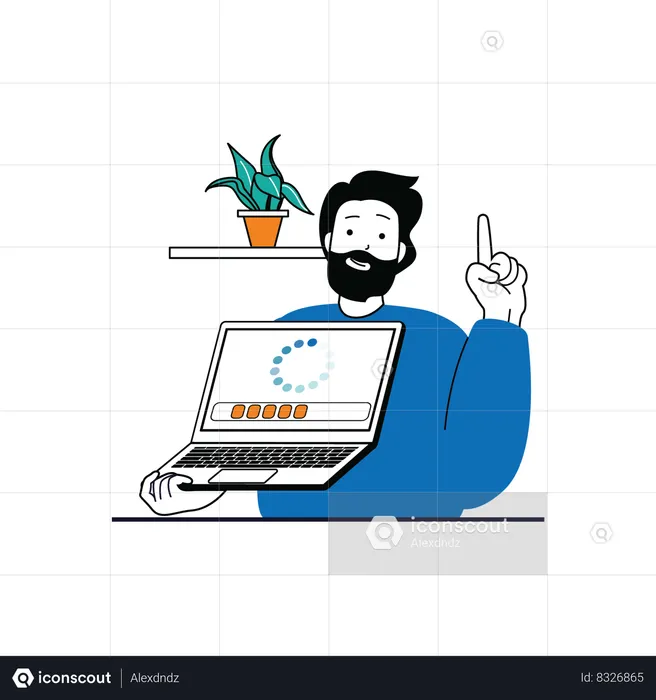 Web developer showing configuration sign on laptop  Illustration