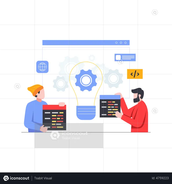 Web developer team working together  Illustration