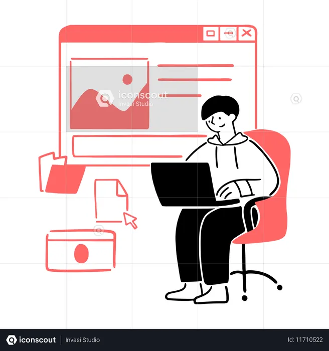Web Developer with UI Layout  Illustration