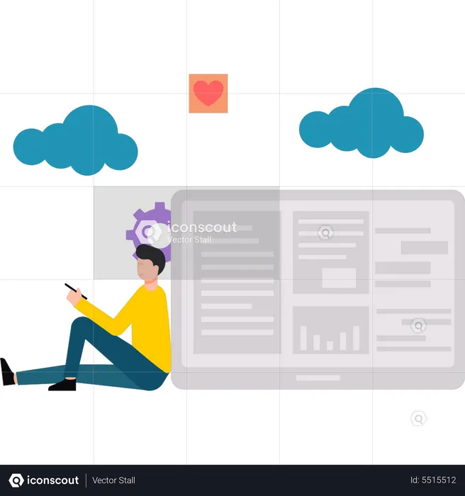 Web developer working in office  Illustration