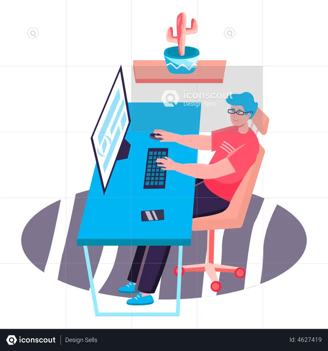 Web Developer working on computer  Illustration