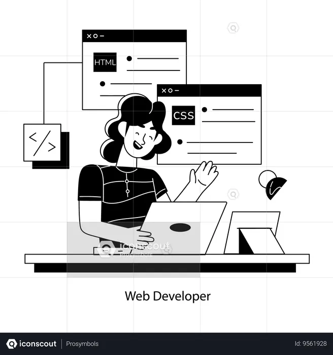 Web Developer Working On Languages  Illustration