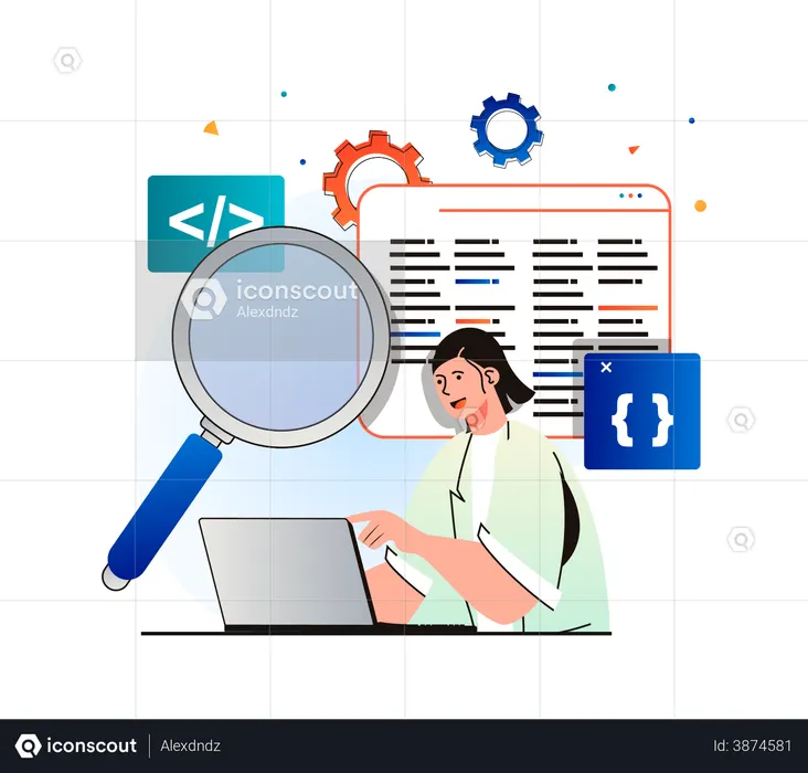 Web developer working on project  Illustration