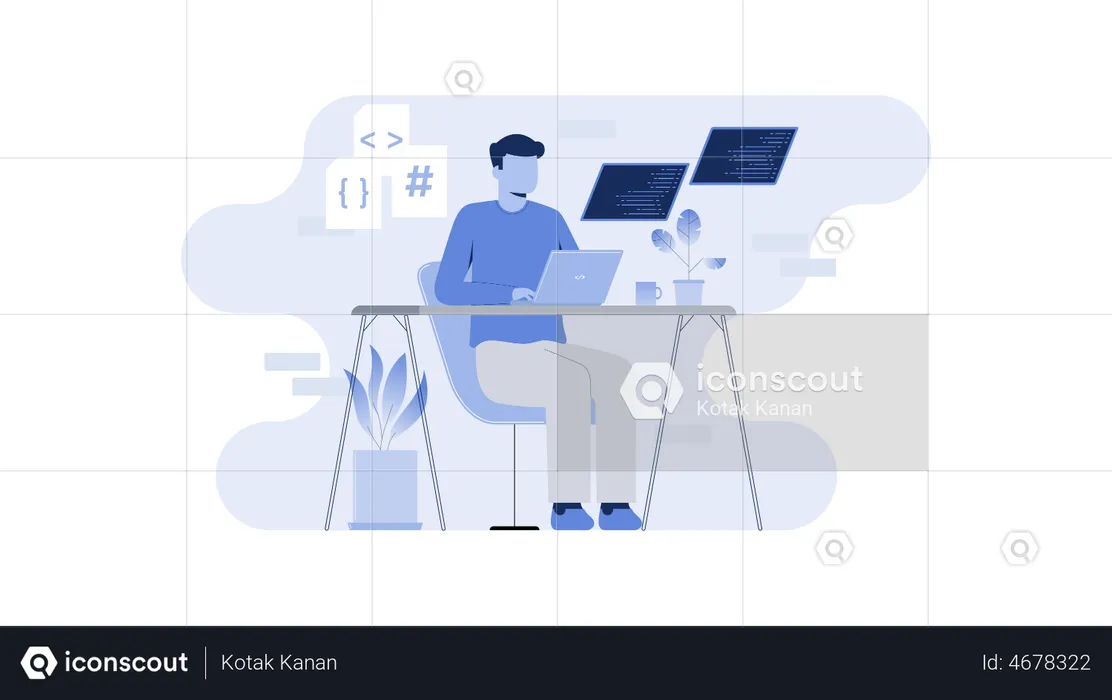 Web Developer working on web design  Illustration