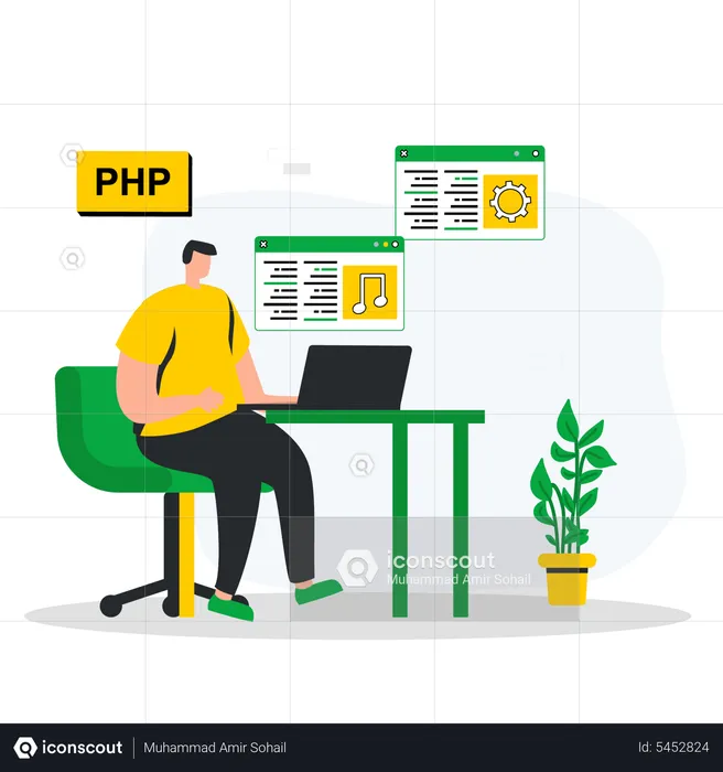 Web developer working on website development  Illustration