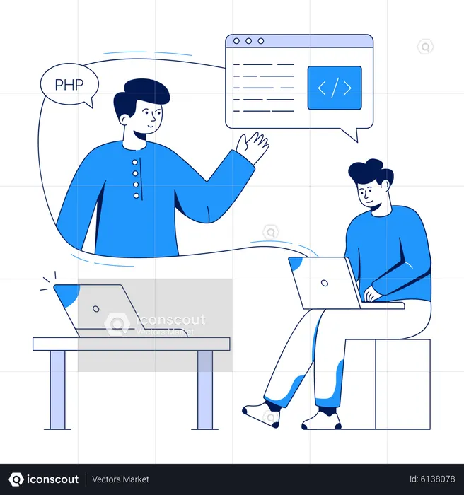 Web developers working on project  Illustration