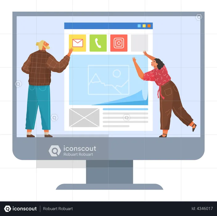 Web developers working on website designing  Illustration