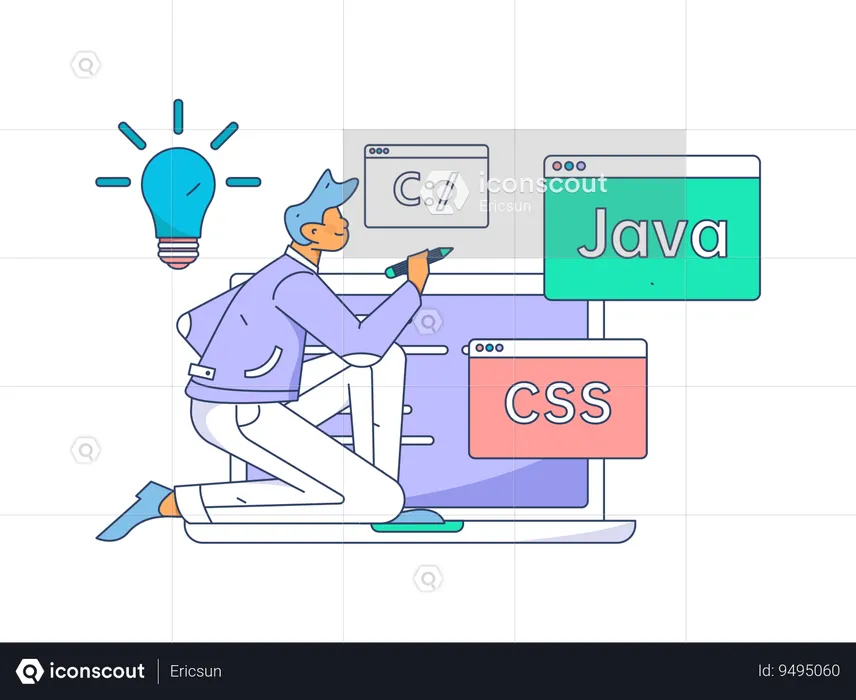 Web development done by employee  Illustration