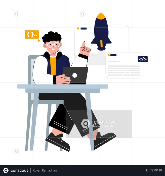 Web development startup  Illustration