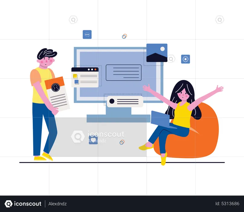 Web development team working together  Illustration