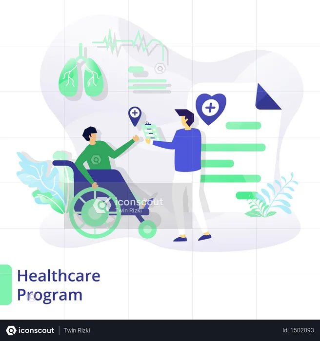 Web page design templates for medical and health, Healthcare Program  Illustration