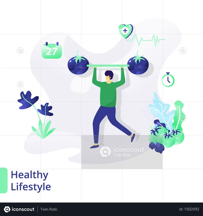 Web page design templates for medical and health, Healthy Lifestyle  Illustration