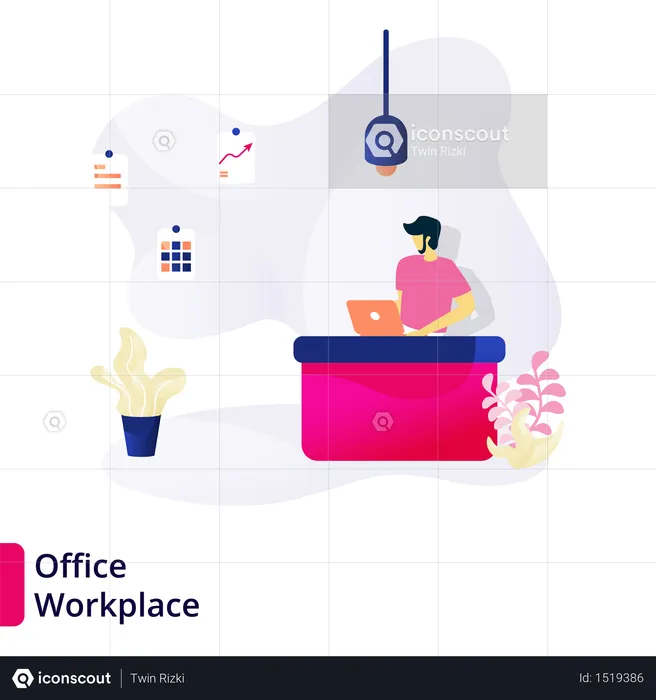Web page design templates for Office Workplace  Illustration