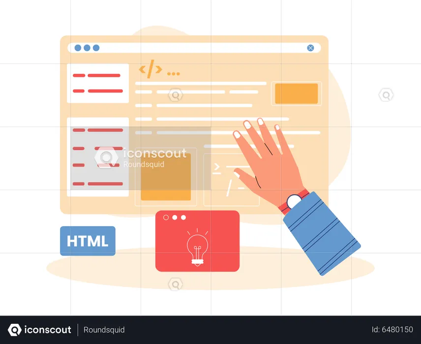 Web programmer doing creative programming  Illustration