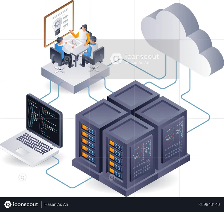 Web server application system development team  Illustration