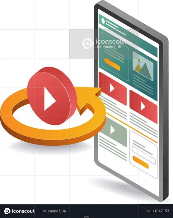 Web smartphone application video playlist  Illustration