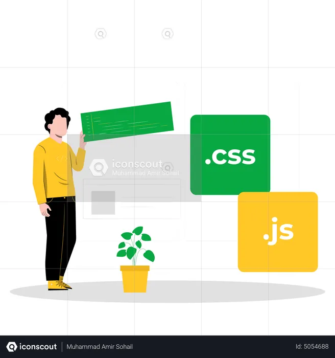 Webentwickler, der mit CSS und JS arbeitet  Illustration