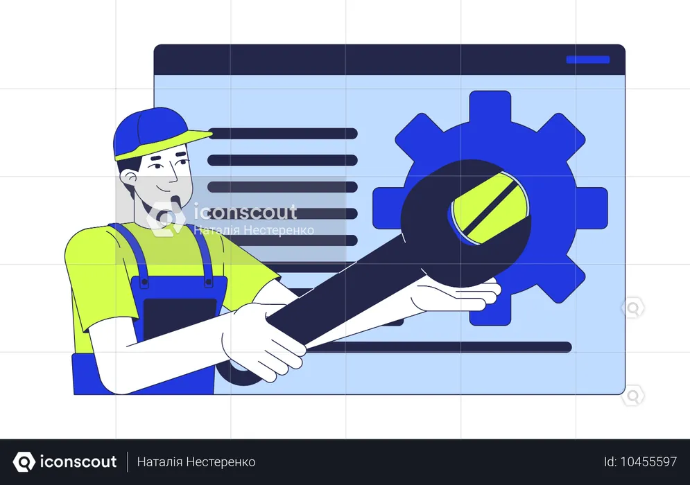 Webentwickler repariert Website-Tools  Illustration