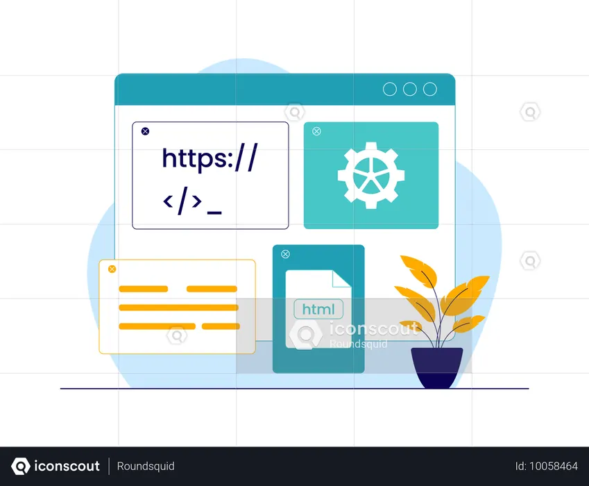 Website coding and development  Illustration