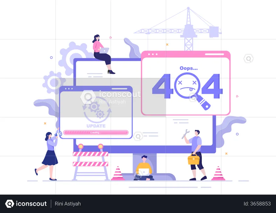 Website developer solving 404 error  Illustration