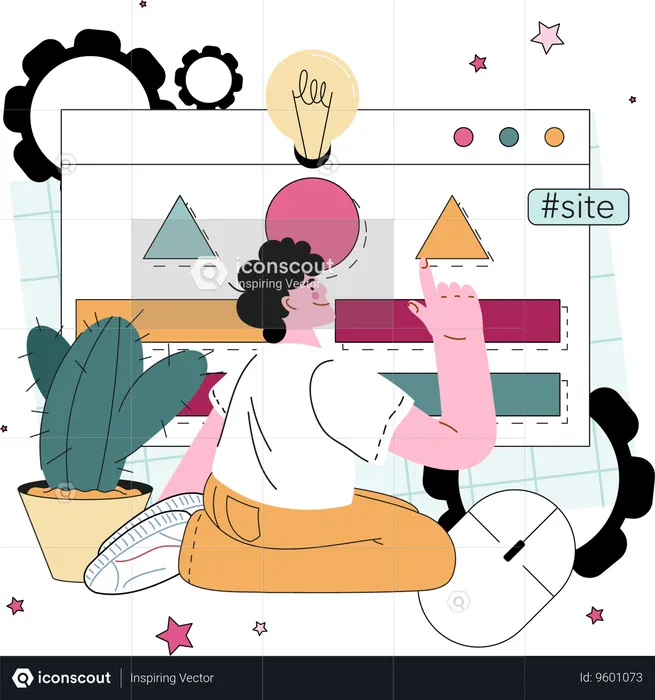 Website developer working on site  Illustration