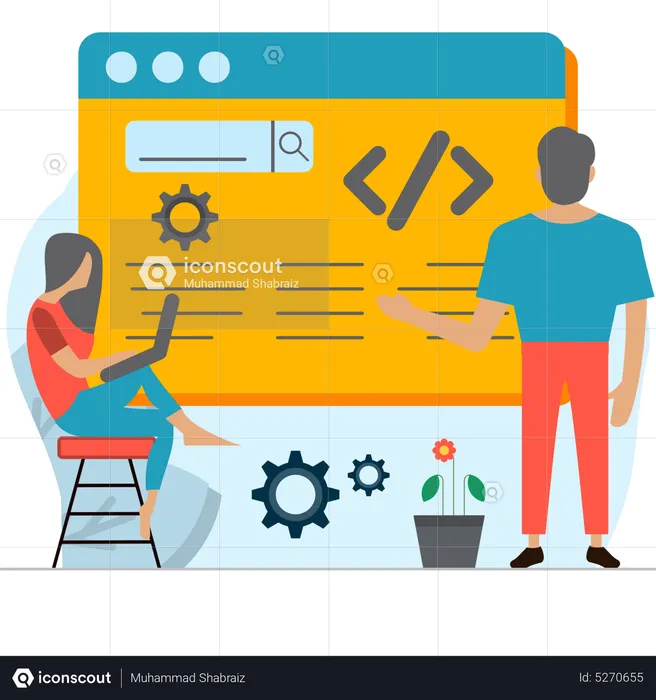 Website developers working on project  Illustration