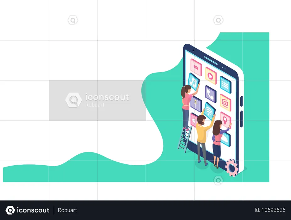 Website for app developers with new mobile program  Illustration