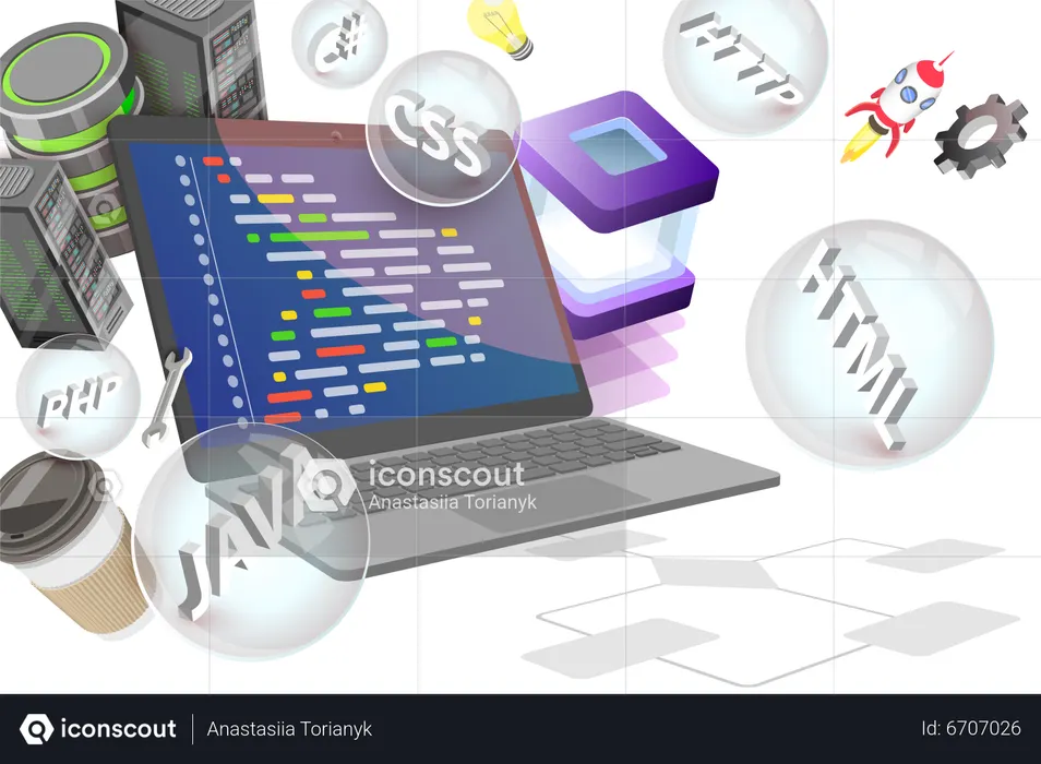 Website Programming and Coding  Illustration