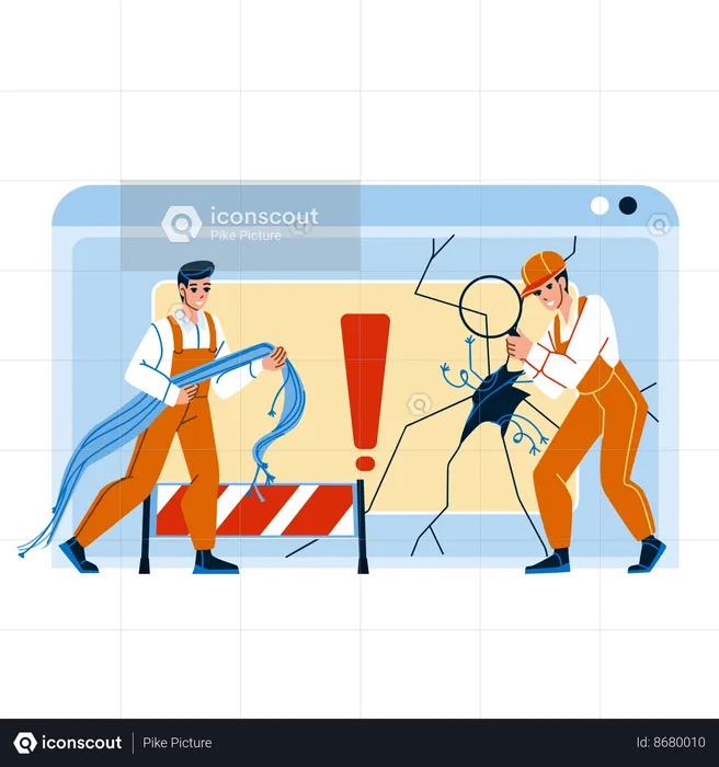 Website Repair Technician Support Workers  Illustration