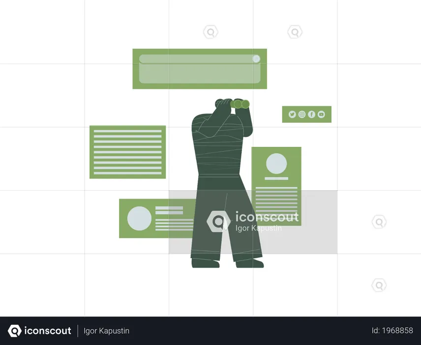 Website resource or information finding as data gathering concept  Illustration